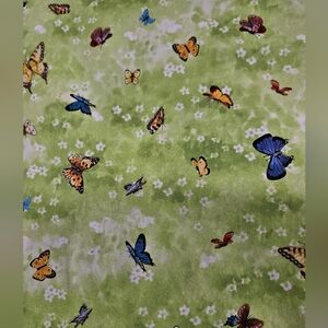 Green Butterfly Cotton Print Fabric By The Yard